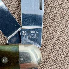 Boker Solingen Germany Tree Brand Green Bone 3 Blade Stockman Folding knife(167)