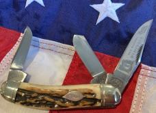 Vintage 1984 Bulldog Brand Stockman “Virginia Tobacco King” Blade Etch w/ Great Deer Stag Handles