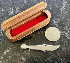 Henry Loos Custom Miniature Sword, Skull Handle, Coffin Shape Box