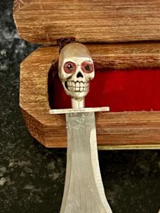 Henry Loos Custom Miniature Sword, Skull Handle, Coffin Shape Box