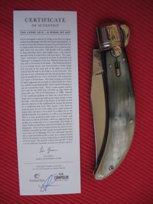 Lepre Quality Italian Unique Switchblade Knife Horn Limited Edition 2015 MANIAGO ITALY w/Certificate