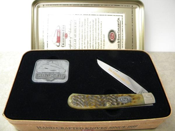Case Case XX USA 3 Dot 1997 Regular Member Case Collector's Club Bone Bearhead Trapper- New in Tin