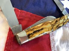 1993 Bulldog Brand Stockman Knife w/ Dark to Light Brown Swirl Handles -NOS and nice!