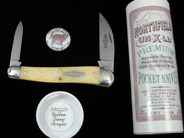 Great Eastern Cutlery GEC Northfield Yellow Snow Acrylic Campfire Whittler Knife NIT USA Made 380225 Great Eastern Cutlery GEC Northfield Yellow Snow Acrylic Campfire Whittler Knife NIT USA Made 380225