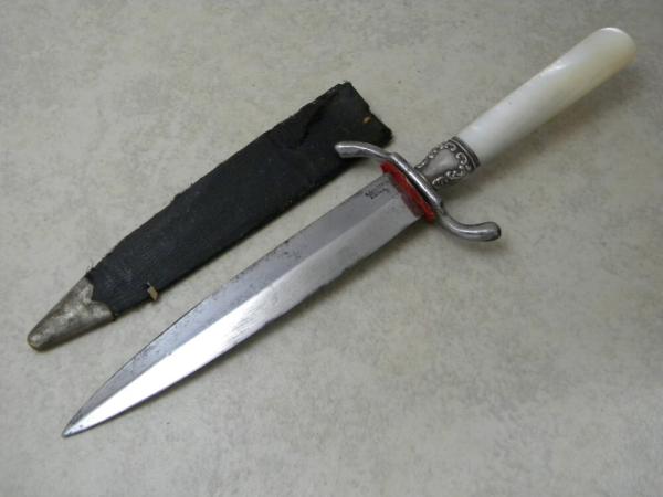 Vintage N. Shure Co Austria Pearl Fixed Blade Sheath Knife Vintage N. Shure Co Austria Pearl Fixed Blade Sheath Knife