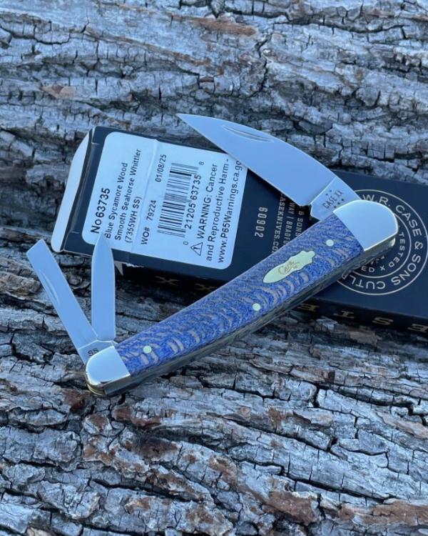 CASE XX ** 2025 BLUE SYCAMORE WOOD SMOOTH SEAHORSE WHITTLER
