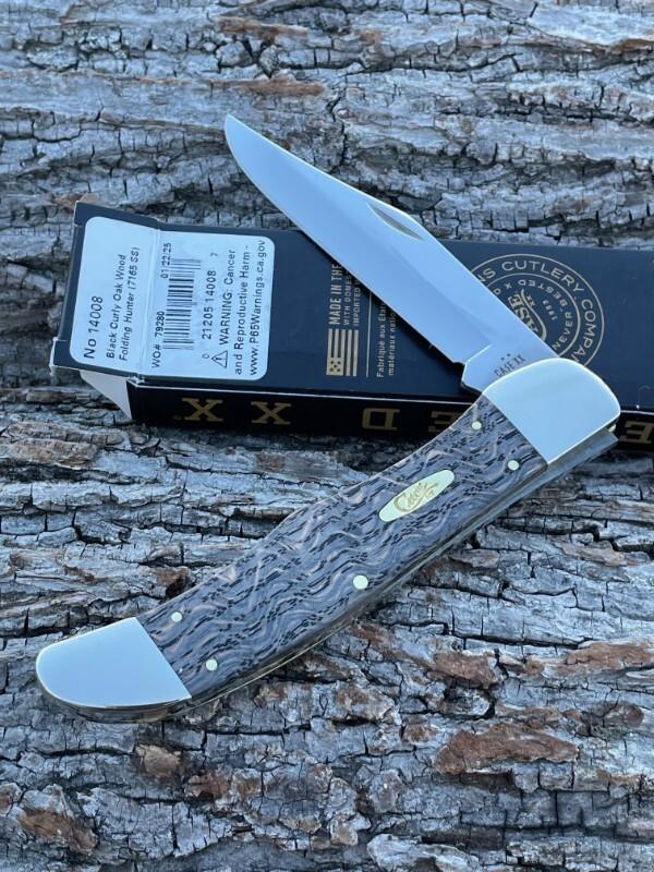 CASE XX ** SMOOTH BLACK CURLY OAK WOOD 2025 FOLDING HUNTER