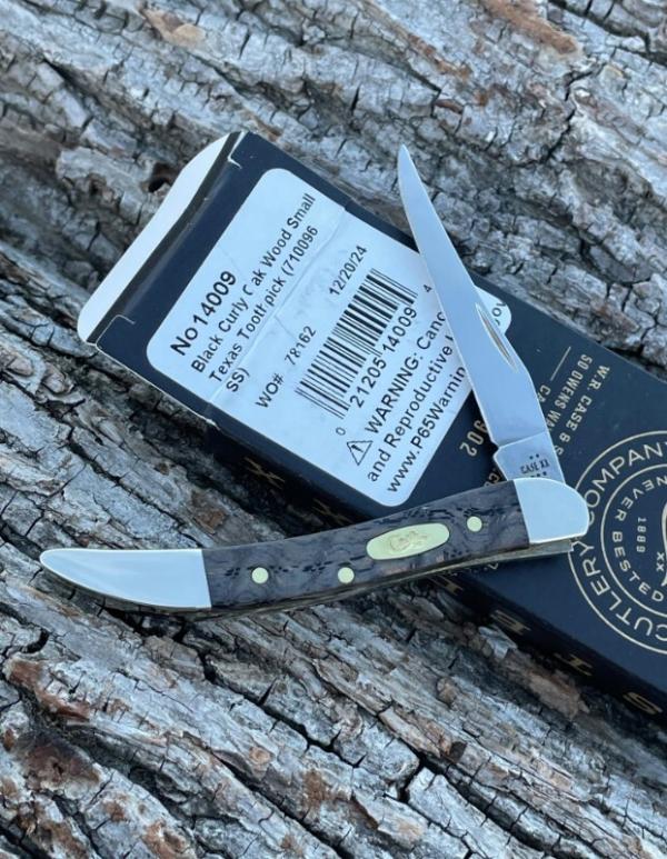 CASE XX ** SMOOTH BLACK CURLY OAK WOOD 2025 SMALL TEXAS TOOTHPICK