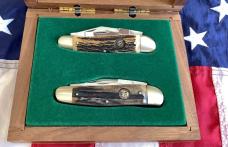Hen & Rooster Big Ole Country Whittler & Country Squire Whittler -Fantastic Stag Handles -NOS