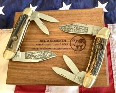 Hen & Rooster Big Ole Country Whittler & Country Squire Whittler -Fantastic Stag Handles -NOS