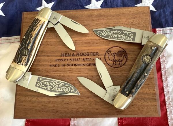 Hen & Rooster Big Ole Country Whittler & Country Squire Whittler -Fantastic Stag Handles -NOS Hen & Rooster Big Ole Country Whittler & Country Squire Whittler -Fantastic Stag Handles -NOS