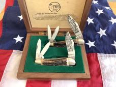 Hen & Rooster Big Ole Country Whittler & Country Squire Whittler -Fantastic Stag Handles -NOS