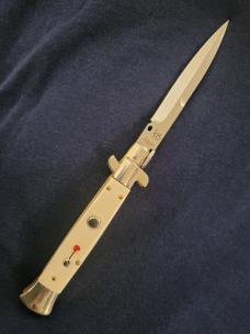 ***NEW***Walt's LATAMA 9"(23cm) FLATGUARD BONE PICKLOCK HALF GRIND BLADE ITALIAN STILETTO