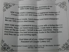 New York Knife Co Genuine Mother of Pearl Barlow Knife By Cooper Cutlery Rare 69GBP USA Made 