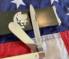 1997 Bulldog Brand HAND MADE 2 Blade Doctor Knife w/ Fantastic Genuine Antique Ivory Handles -NOS