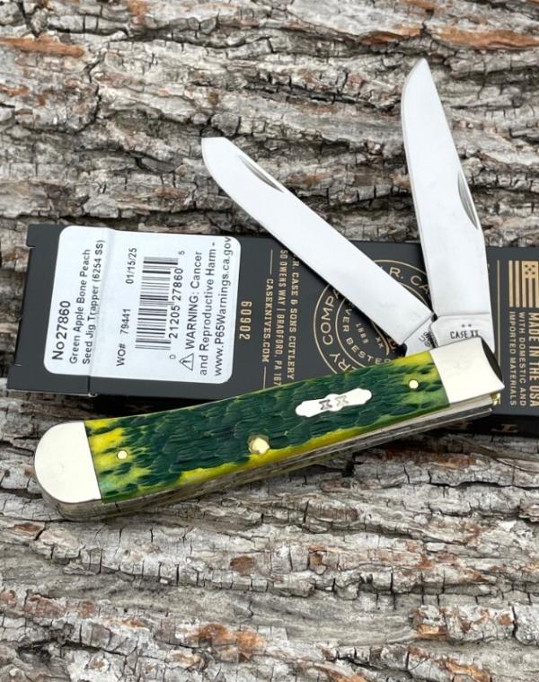 CASE XX ** 2025 GREEN APPLE PEACH SEED JIGGED BONE TRAPPER