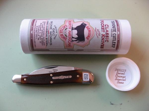 GREAT EASTERN TIDIOUTE 380225 CAMPFIRE WHITTLER BURNT ORANGE SAWCUT BONE #3