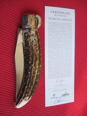 Quality Italian Unique Mechanism LEPRE Stag Knife Limited Edition 2015 MANIAGO ITALY w/Certificate