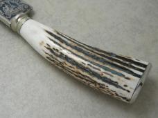 Friedr. Herder Abr. Sohn, Solingen Germany Stag Fixed Blade Knife w/Leather Sheath