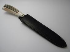 Friedr. Herder Abr. Sohn, Solingen Germany Stag Fixed Blade Knife w/Leather Sheath