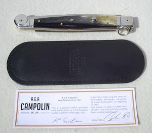 NEW AGA CAMPOLIN 12" SICILIANO FIGHTING KNIFE RING PULL BRAZILIAN HORN 4 MIL BLADE N/S BOLSTERS