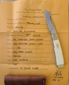 K'roo Antique Ivory Paper Micarta Native..4" closed..Rwl34...fileworked...coa and slip 