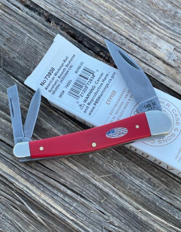 CASE XX ** 2025 AMERICAN WORKMAN CS SMOOTH RED SYNTHETIC SEAHORSE WHITTLER