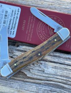 CASE XX ** SFO MAGICIAN'S ANTIQUE RATTLESNAKE BARBED WIRE 2024 BONE MEDIUM STOCKMAN