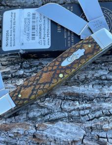 CASE XX ** SFO MAGICIAN'S ANTIQUE RATTLESNAKE BARBED WIRE 2024 BONE LARGE STOCKMAN
