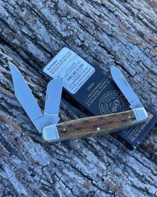 CASE XX ** SFO MAGICIAN'S ANTIQUE RATTLESNAKE BARBED WIRE 2024 BONE LARGE STOCKMAN