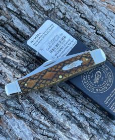 CASE XX ** SFO MAGICIAN'S ANTIQUE RATTLESNAKE BARBED WIRE 2024 BONE LARGE STOCKMAN