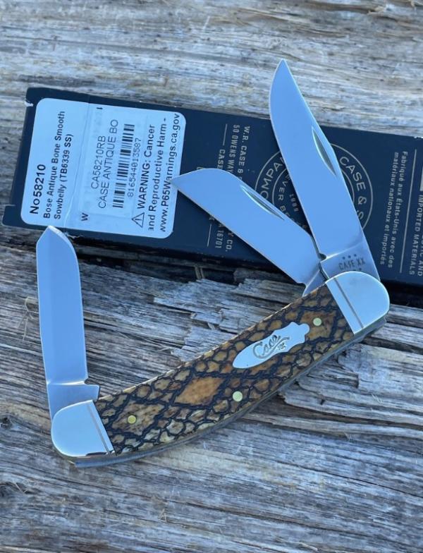 CASE XX ** SFO MAGICIAN'S ANTIQUE RATTLESNAKE BARBED WIRE 2024 BONE SOWBELLY CASE XX ** SFO MAGICIAN'S ANTIQUE RATTLESNAKE BARBED WIRE 2024 BONE SOWBELLY