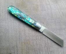 Todd Davison Abalone Sheepsfoot Straight Jack...3 5/8"..Cpm154..coinedged...pouch...#2431  Rare 