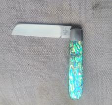 Todd Davison Abalone Sheepsfoot Straight Jack...3 5/8"..Cpm154..coinedged...pouch...#2431  Rare 