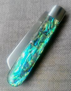 Todd Davison Abalone Sheepsfoot Straight Jack...3 5/8"..Cpm154..coinedged...pouch...#2431  Rare 