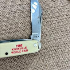 Coca-Cola Vintage 1982 WORLD'S FAIR Advertising Pocket Knife 2 Blade (182)