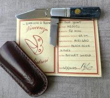 Vincenzo Balistreri 2 Blade Barlow, Clip & coping..Black Buffalo Bone scales..N690...coa and slip 