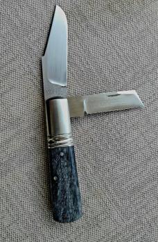 Vincenzo Balistreri 2 Blade Barlow, Clip & coping..Black Buffalo Bone scales..N690...coa and slip 