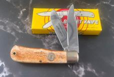 NIB/NOS Vintage Parker Cut. Co.1980's Bullet Knife Bone Handled Trapper Japan