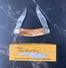NIB/NOS 1980s Parker Cut Co Japan Appaloosa Bone 2 Blade Mini Muskrat 1047-SB