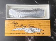NIB/NOS 1980s Parker Cut Co Japan Appaloosa Bone 2 Blade Mini Muskrat 1047-SB