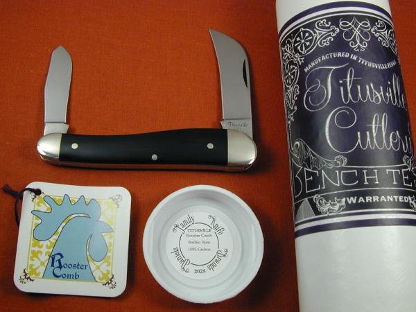 Titusville Cutlery Smooth Buffalo Horn Rooster Comb Farmer Knife Rare 1 of 13 COA USA Made 2025