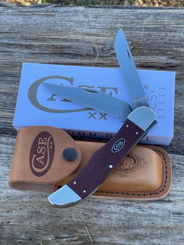CASE XX ** 2025 DARK RED BURLAP MICARTA LARGE FOLDING HUNTER