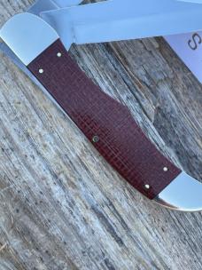 CASE XX ** 2025 DARK RED BURLAP MICARTA LARGE FOLDING HUNTER