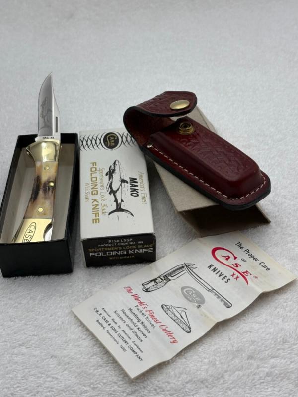 Case XX 1984 6 Dot Mako P158-LSSP Sportsman Lock Back Stag Folder Made In USA New In Box