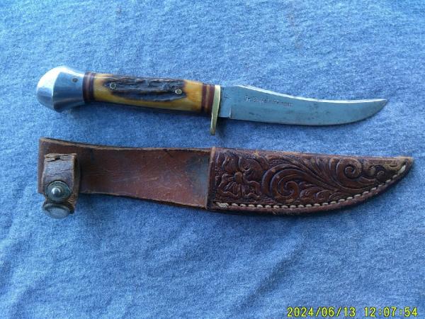 Jr Buffalo Skinner F.A. Bower Stag Fixed Blade Germany Bird & Trout Knife