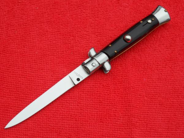 Rare 8" Vintage Italian Stiletto Blackhorn handles *Rosa Uliana Primo* in diamond stamp Rare 8" Vintage Italian Stiletto Blackhorn handles *Rosa Uliana Primo* in diamond stamp
