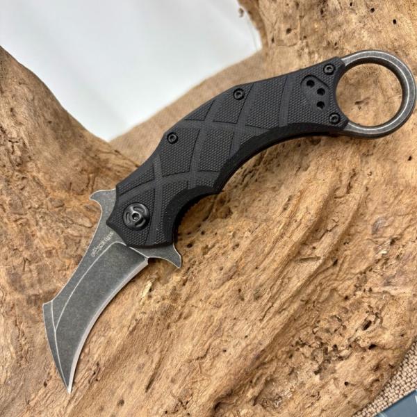Fox Edge The Claw Emerson Wave LinerLock Karambit Knife Black G10 Handle FE-016B