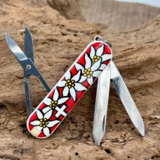Victorinox Classic Swiss Army Knife Red Edelweiss Flowers Excellent (189)
