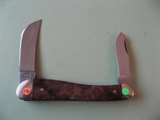   DANIELS FAMILY KNIFE BRANDS-TITUSVILLE CUTLERY-ROOSTER COMB-NATURAL BURL #1